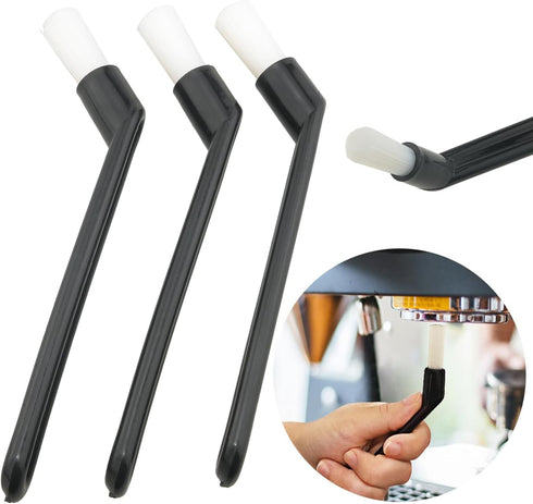 3PCS Coffee Machine Cleaning Brush, Semi-Automatic Bent Nylon Bristle Brush for Coffee Grinders, Milk Frothers