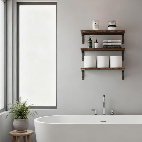 Set 3, 16.5 Inch) Fixwal Wall Shelves Floating Shelves for Wall Bedroom Bathroom Living Room Kitchen Storage