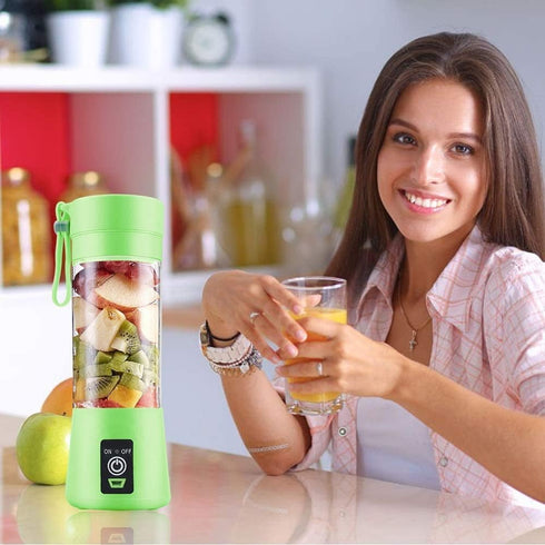 Portable Personal Mixer, USB Rechargeable Mini Blender for Smoothies, Fruit Juice, Milk Shakes, 380ml, Green