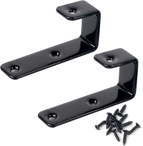 8 Pack Bunk Bed Ladder Hooks, Inside Width 1" Vinyl Coated Iron Heavy Duty Hook Brackets for Bed Decoration Tool with 2 Size Mounting Screws, 2.75" Length x 1.3" Width (8 Pcak, Black)