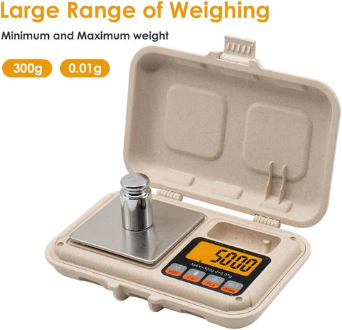 Gram Scale for Food, 300g/0.01g Digital Weight, Mini Pocket Scale with LCD Display for Jewelry, Coins, Herbs, Spices