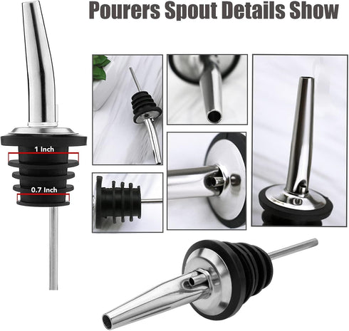 12 Pack 3/4" Pafusen Pour Spouts for Liquor Bottles, Liquor Pour Stainless Steel Classic Bottle Speed Pourers