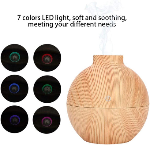 Mini Humidifiers, 130ml USB LED Aroma Essential Oil Diffuser Dry Burning Resistant Desktop Humidifier Aromatherapy Fragrant Oil Humidifier Vaporizer for Room Bedroom Office(Light by ZJchao