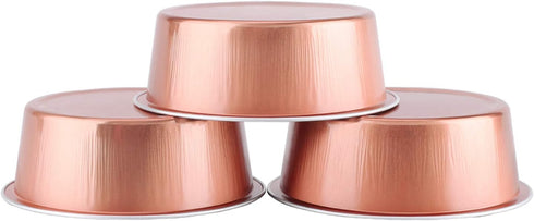 Cupcake Cups with Lids, Eusoar 5oz 50pcs Desserts Flan, 150ml Baking Cups with Lids, Foil Desserts Cupcake Flan, Cheesecake Custard Cake Cups, Catering Gathering Shower Favor-Rose Gold by EUSOAR