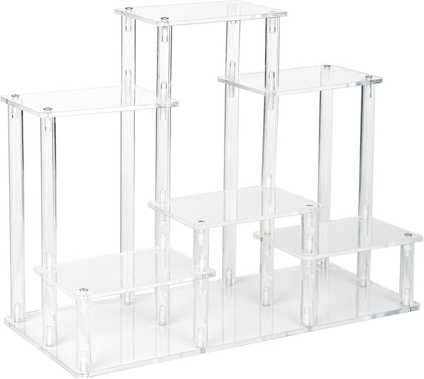 DuvinDD Acrylic Riser Display Stand, 6-Tier Display Riser for Funko POP Figures, Clear Perfume Organizer, Jewelry Risers
