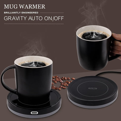 BESTINNKITS Smart Coffee Cup Warmer Set, Auto On/Off Gravity-Induction Mug for Office Desk Use, Heating Plate (Up to