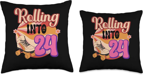 In-line Skates Towards 2002 Rolling Into 24 Multicolor Throw Pillow, 16x16