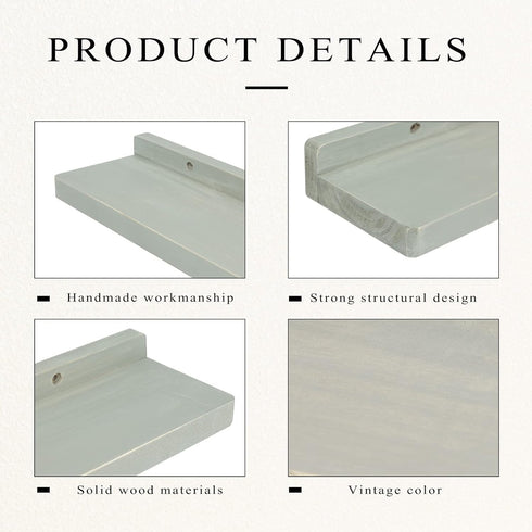 Set 2 16Inch Freezing point Floating Shelves for Wall of Natural Wood Wall Shelf Decor Plant Display Collectibles