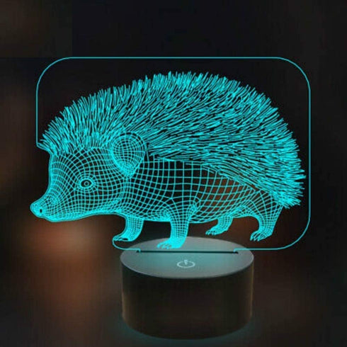 Optical Illusion 3D Hedgehog Night Light, 16 Colors Changing USB Power Remote Control Touch Switch Decor Lamp
