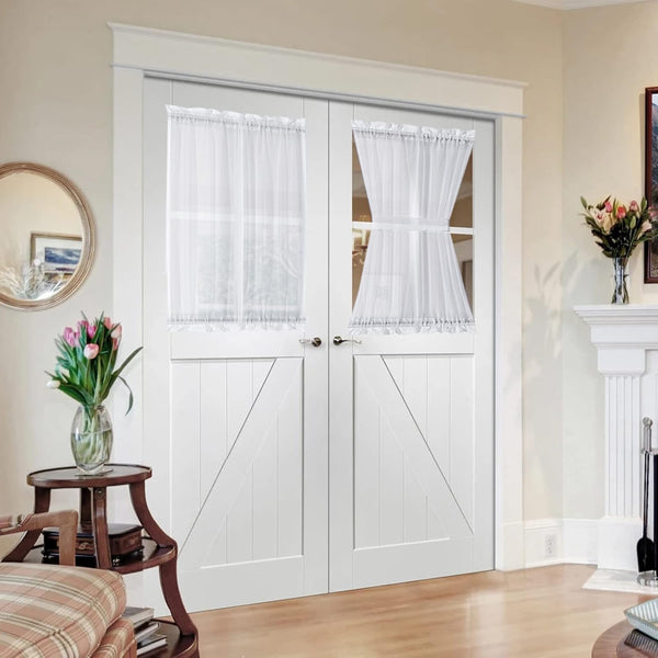 MIULEE Set of 2 French Door Sheer Curtains, Light Filtering Window Treatment for Glass Door with Tieback, 54 W x 40 L,