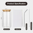 20Pcs Straws,16Oz Set,Water ASKIZ Glass Cups With Bamboo Lids and Ice Coffee Cup,Drinking Glasses Cups Bottles Glasses