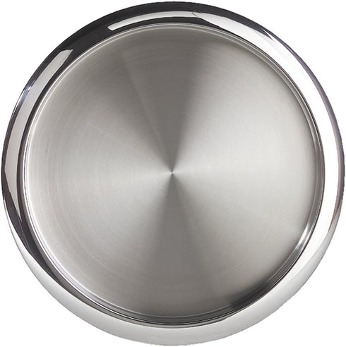 OGGI 14" Round Steel Tray - Decorative Coffee Table, Tea and Bar Serving Tray, Stainless Steel