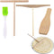 4 Pcs Crepe Spreader Stick and Spatula Kit with Random Color Oil Brush for Large Crepe Pan Maker