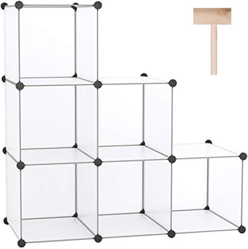 C&AHOME Cube Storage Organizer - 6-Cube Shelves Units, DIY Plastic Modular Book Shelf, 36.6" L x 12.4" W x 36.6" H,