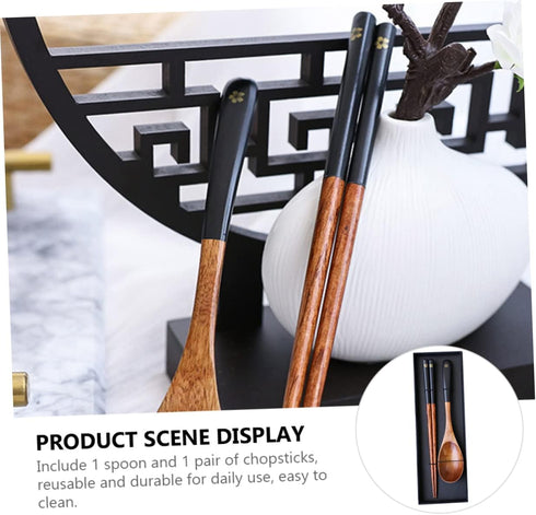 1 Set Chinese Portable Wooden Style Chopsticks, Reusable Cutlery for Party, Picnic, Dinner Tableware