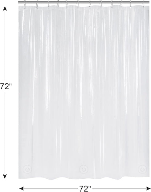 AmazerBath Plastic Shower Curtain Clear Premium PEVA, Heavy Duty 8G, 72x72 Inches with 3 Big Stones