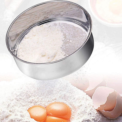 2 Pack Professional Round Flour Sifter (60/40 Mesh) 6/8/9.5 Inch, Fine Mesh Flour Sieve, Premium Rustproof Stainless