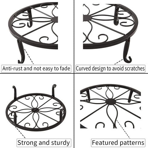 TYz Set 3 Metal Potted Plant Stand of (Black)
