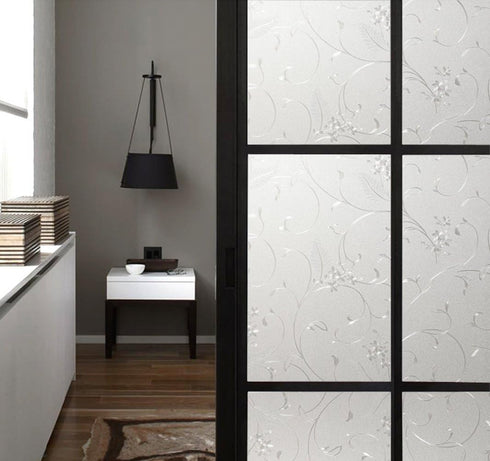 Niviy Window Privacy Film - Wheat Flower Frosted Glass Film, No Glue Door Window Covering for Office and Home