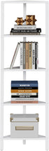 5-Tier BS05BW005 TUTOTAK Corner Shelf, Corner Bookshelf for Small Space, Narrow Display Corner Shelf Stand with Storage