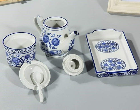 123Arts Flower Relief Ceramic Sugar Bowl, Spice Jar with Lid and Spoon, Seasoning Jar