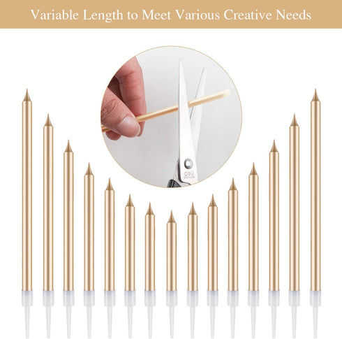 BEAN LIEVE 24-Count Birthday Candles - Long Thin Slow Burning Cake Candles for Birthday and Wedding Decoration