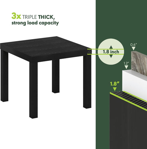 1-Pack, Furinno Classic Homey Square Parsons Side End Table, Black