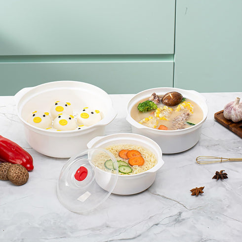 2 PCS Microwave Bowls with Lids: Ramen Cooker Soup Dishes with Handles for Office, College Dorm