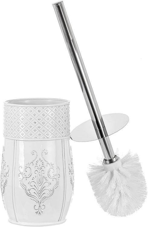 Creative Scents Vintage White Toilet Brush Set - Toilet Bowl Brush and
