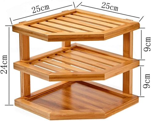 CHVOMNASE 3 Bamboo Tier Corner Shelf
