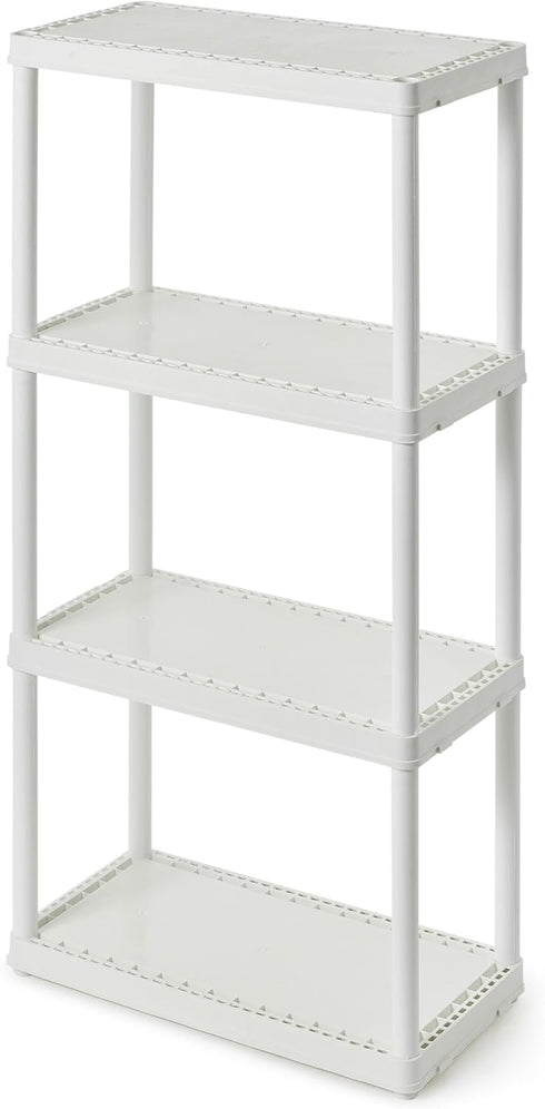 Gracious Living 4 Shelf Organizer System for Home, Garage, Basement, and Laundry - Fixed Height, White