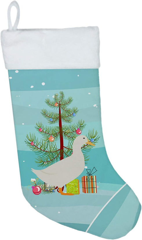 Caroline's Treasures BB9227CS American Pekin Duck Christmas Stocking, Teal Hanging Decor for Holiday Season