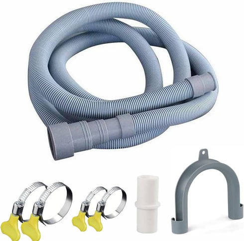10ft Washing Machine Drain Hose, Universal Extension Kit for Washer, Flexible Discharge Hose for LG/GE/Samsung