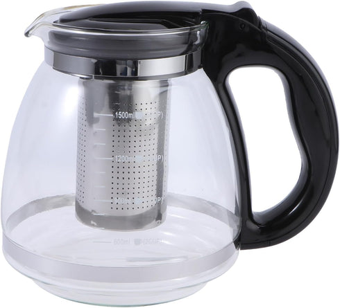 Tea Glass Infuser, 1500ml Glass Teapot with Stainless Steel Strainer, Stovetop Tea Kettle for Loose Leaf Tea