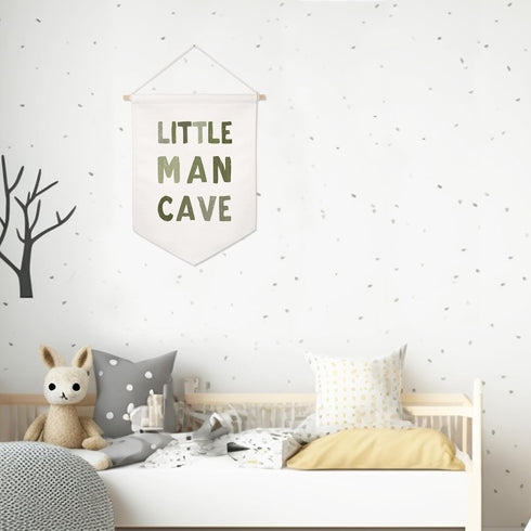 ZEARPT Little Man Cave Pennant Flag Banner, Toddler Boy Room Decor & Playroom Essentials, Baby Boy Nursery Hanging