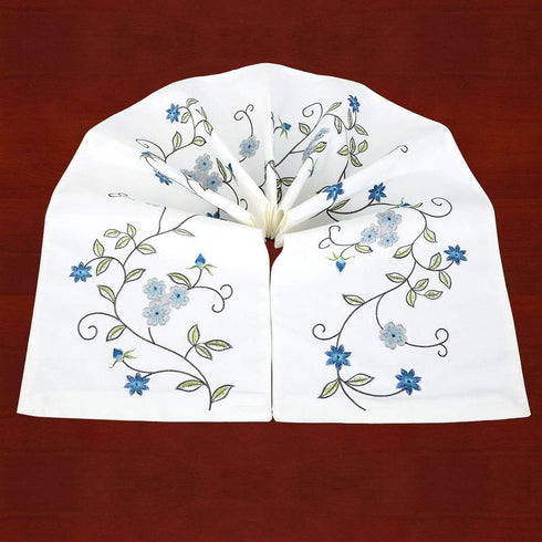 Simhomsen Double Thickness Rustic Embroidered Floral Table Runners, 14 × 53 Inch