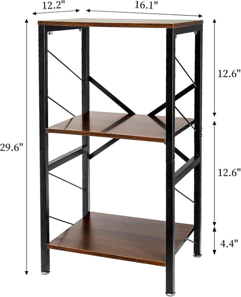 30'' 3 WRINGKIT Tall End Side Table, Height Small Telephone Table Stand with Tier Storage Shelf, Narrow Wood Nightstand