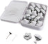 MQUPIN Duvet Pins 16 Set, Duvet Clips for Comforter Inside, Soft Fabric Double Sided Duvet Cover Clips (White-Flower)