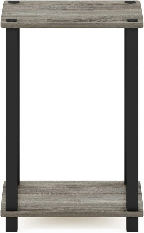 1-Tier Furinno Simplistic End Side Night Stand/Bedside Table with Plastic Poles, French Oak Grey/Black