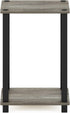 1-Tier Furinno Simplistic End Side Night Stand/Bedside Table with Plastic Poles, French Oak Grey/Black