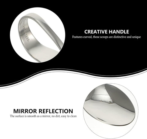 Hemoton 6pcs Bent Spoon Set, Curved Handle Stainless Steel Salad, Serving, Canape, Buffet Spoons