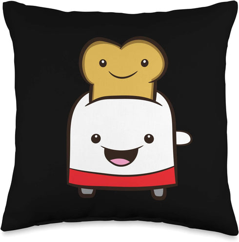 Kawaii Toast Bread Toaster Throw Pillow, 16x16, Multicolor