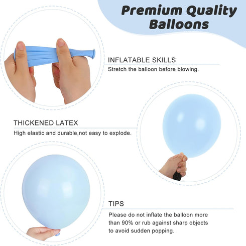 135pcs 18 12 10 5 Inch RUBFAC Light Baby Blue Balloons Different Sizes for Garland Arch, Latex Pastel Blue Balloon