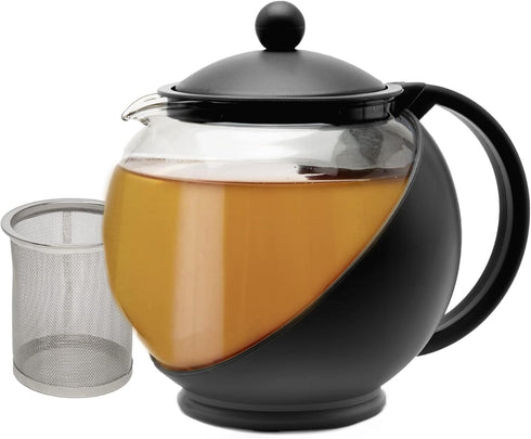 Primula Half Moon Teapot with Removable Infuser, Glass Tea Maker with Reusable Fine Mesh Stainless Steel Filter,