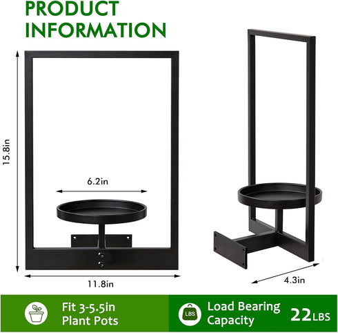 bbteroiu Set 3, Picture Frame Wall Planters of Modern Metal Hanging Shelves for Plants, Rustproof Wall Mount Flower Pot