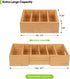 Expandable Kitchen Cabinet Organizer for Food Storage Container Lids, Bamboo Drawer Caddy, Adjustable Dividers