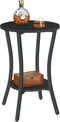 HOOBRO Round Side Table, 2-Tier Sofa End Table, Small Storage Nightstand, for