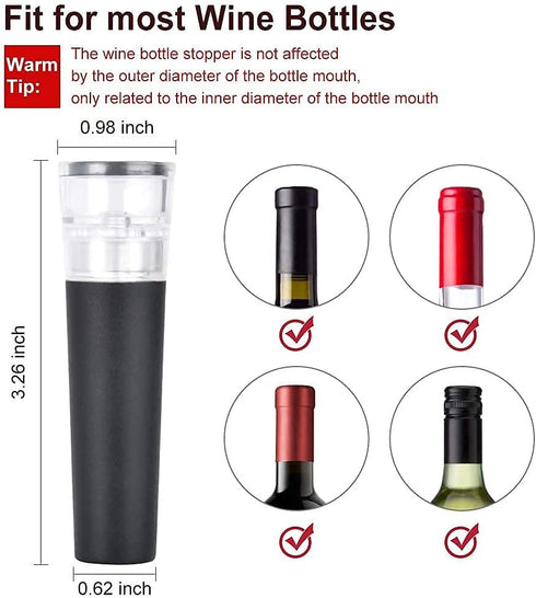 6 Pack Vacuum Wine Stopper, Reusable Silicone Caps, Air Remover Corks, Leakproof Wine Bottle Sealer for Wedding