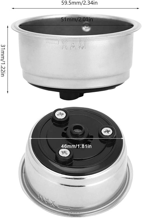 Stainless Steel Coffee Filter, 51mm Cafe Filter Baskets, Strainer Espresso Filters, Pressurized Porous Basket, Reusable