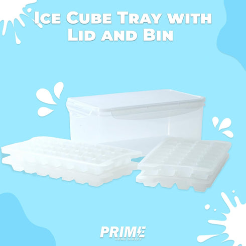 Prime Home Direct Ice Cube Tray with Lid and Bin, 112 pcs, 4 Silicone Ice Cube Trays for Freezer